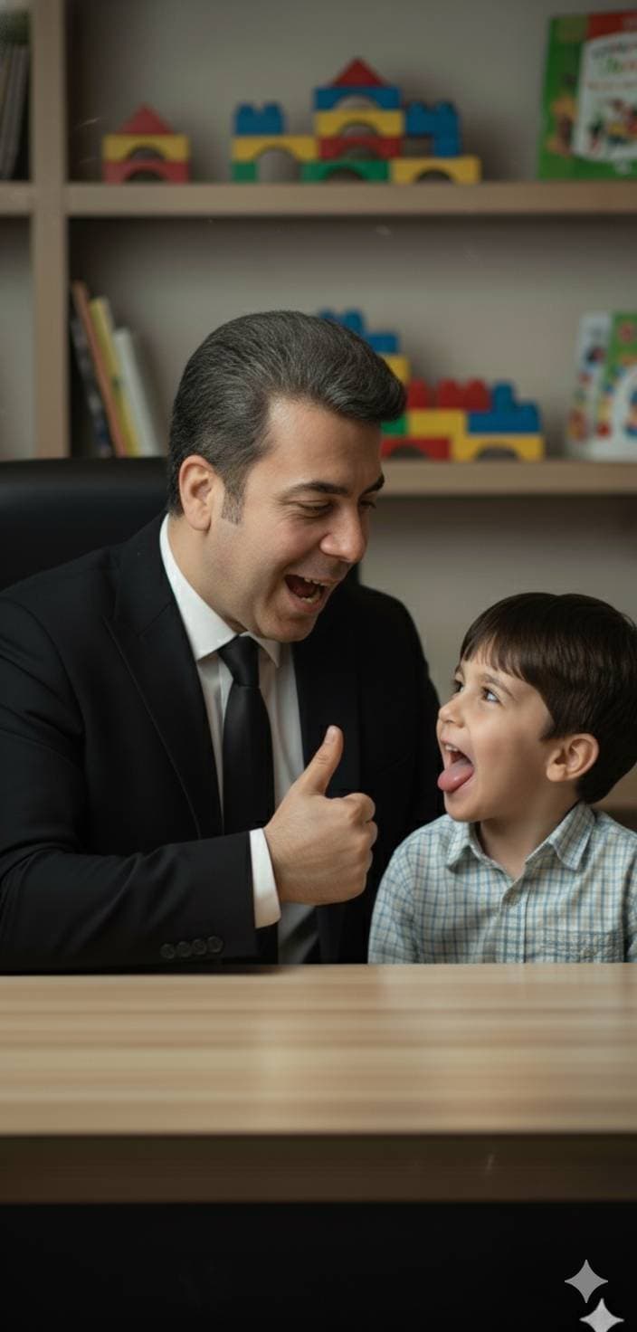 جلسه گفتاردرمانی کودک با آقای باقری